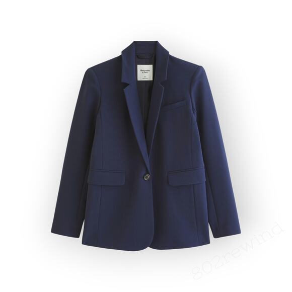 Medium Abercrombie&Fitch Classic Suiting Blazer NavyBlue Office Women - Picture 3 of 16